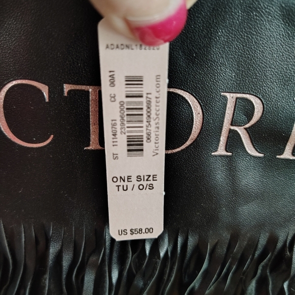 Victoria's Secret Love Victoria Black Fringe Tote Bag - Picture 3 of 9